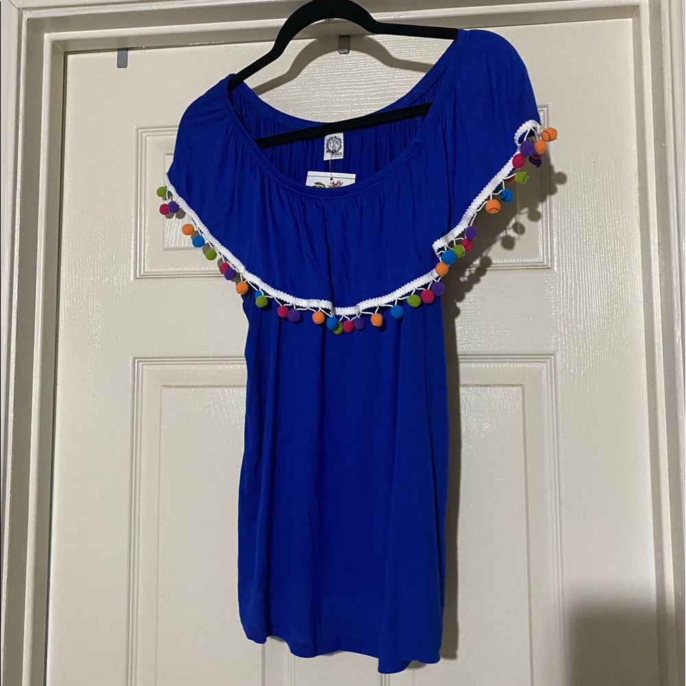 Cobalt Blue Pom Pom Fiesta Blouse